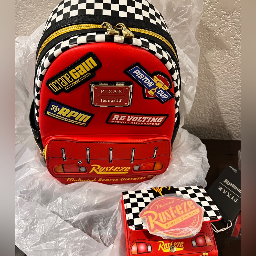 Loungefly Disney Pixar Cars Lightning McQueen Rust-eze Light-up Mini Backpack